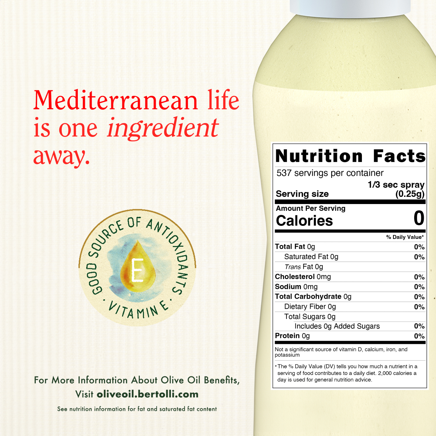 slide 4 of 5, Bertolli Extra Light Taste Spray, 4.9 fl oz, 4.9 fl oz