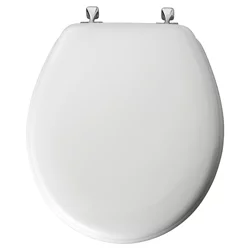 Mayfair Round Molded Wood Toilet Seat With Chrome Hinges And Sta-Tite Seat Fastening System