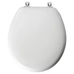 Mayfair Round Molded Wood Toilet Seat With Chrome Hinges And Sta-Tite Seat Fastening System