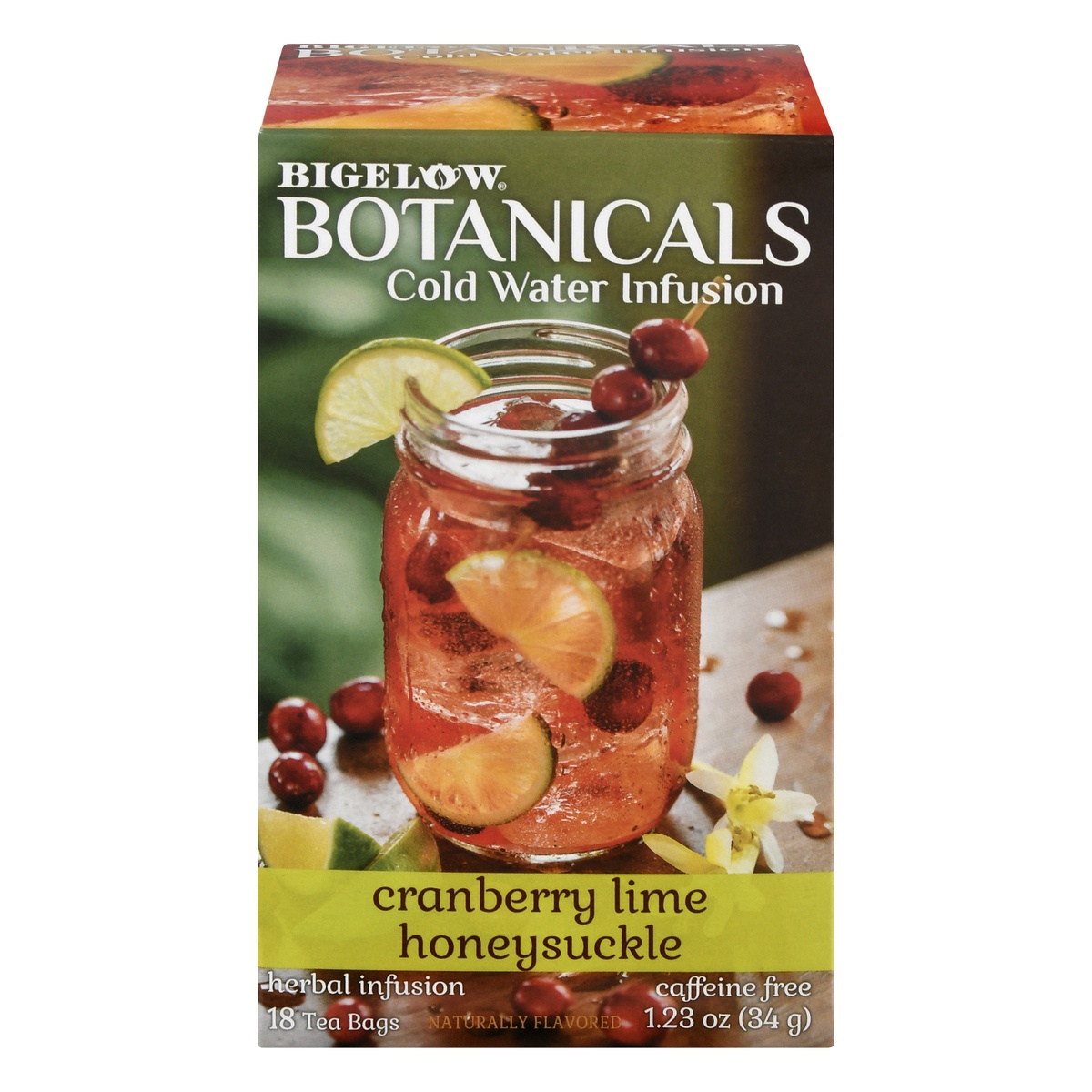 slide 1 of 1, Bigelow Botanicals Cold Water Infusion Cranberry Lime Honeysuckle Herbal Tea Bags, 18 ct; 0.07 oz