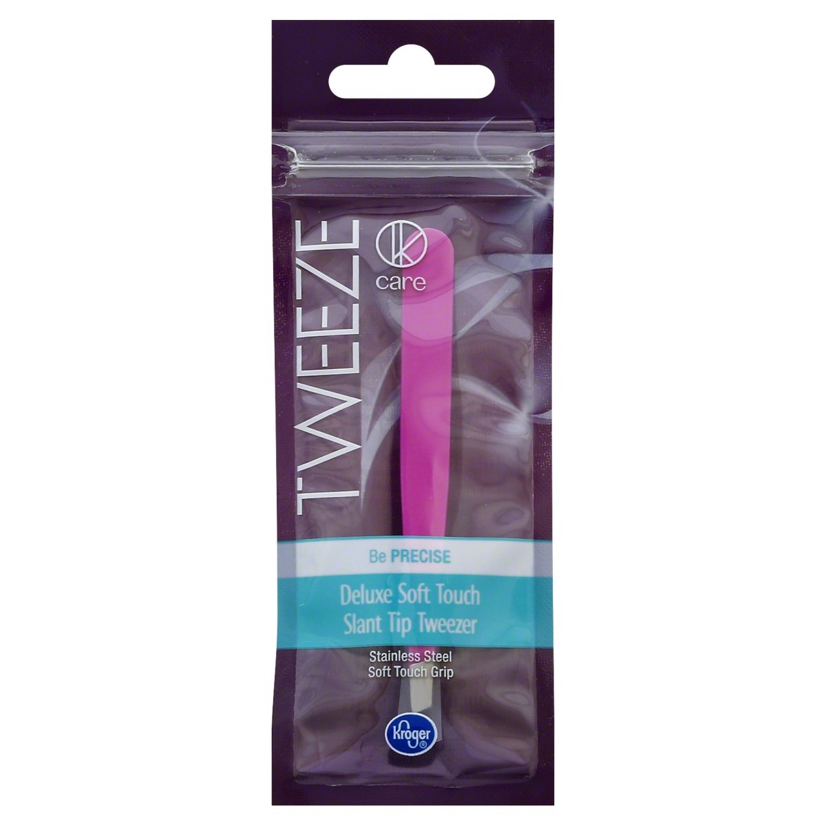 slide 1 of 1, Kroger Deluxe Soft Touch Slant Tip Tweezer, 1 ct