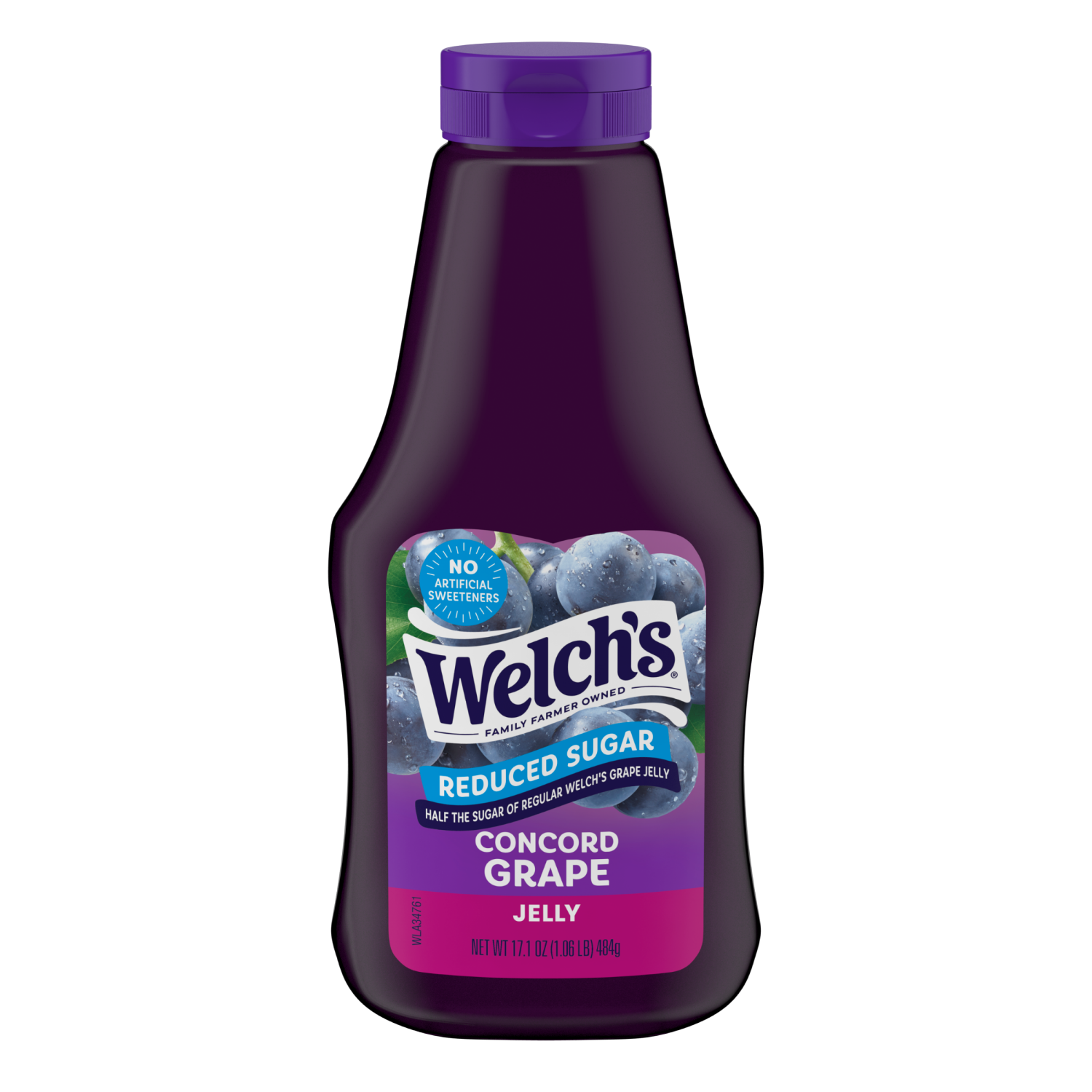 slide 1 of 3, Welch's Reduced Sugar Concord Grape Jelly, 17.1 oz Squeeze Bottle, 17.1 oz