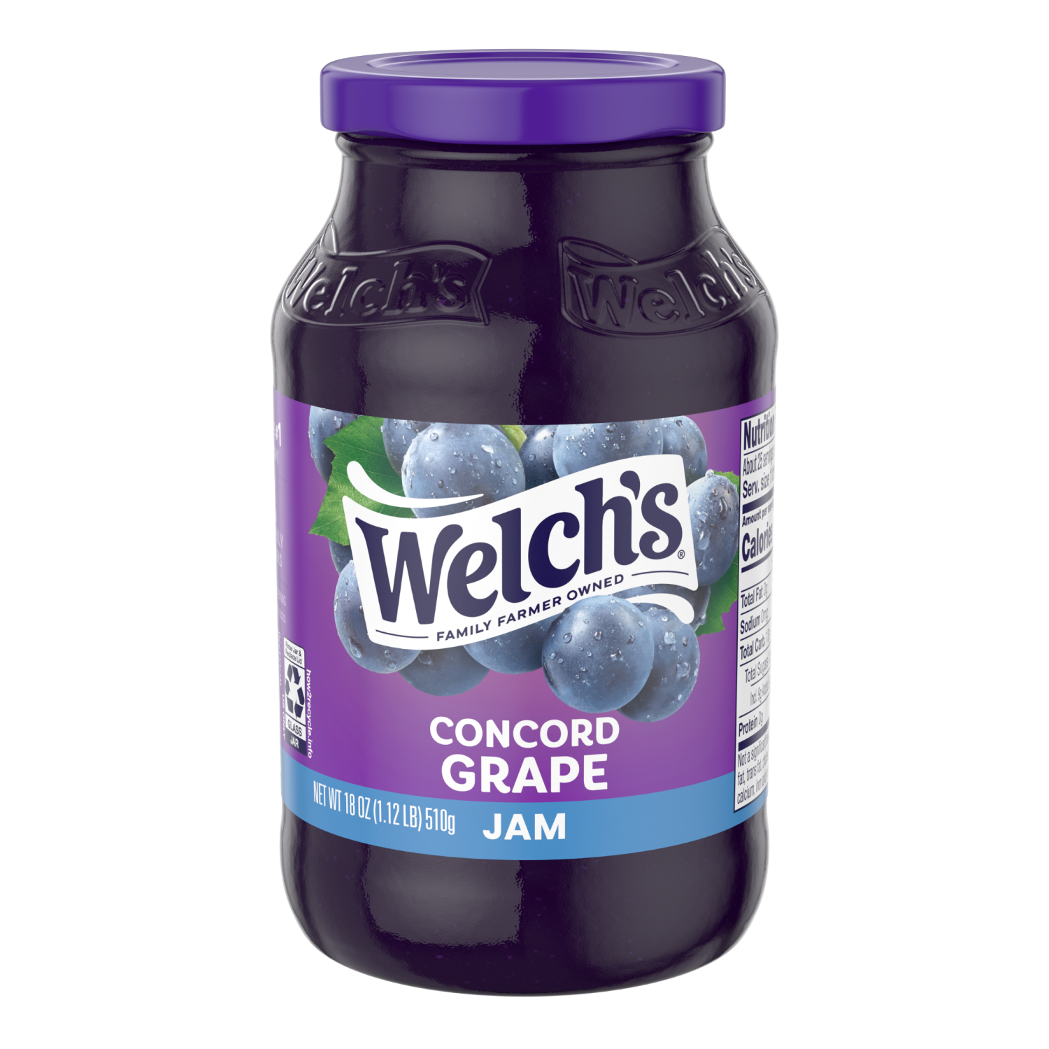slide 1 of 3, Welch's Concord Grape Jam, 18 oz Jar, 18 oz