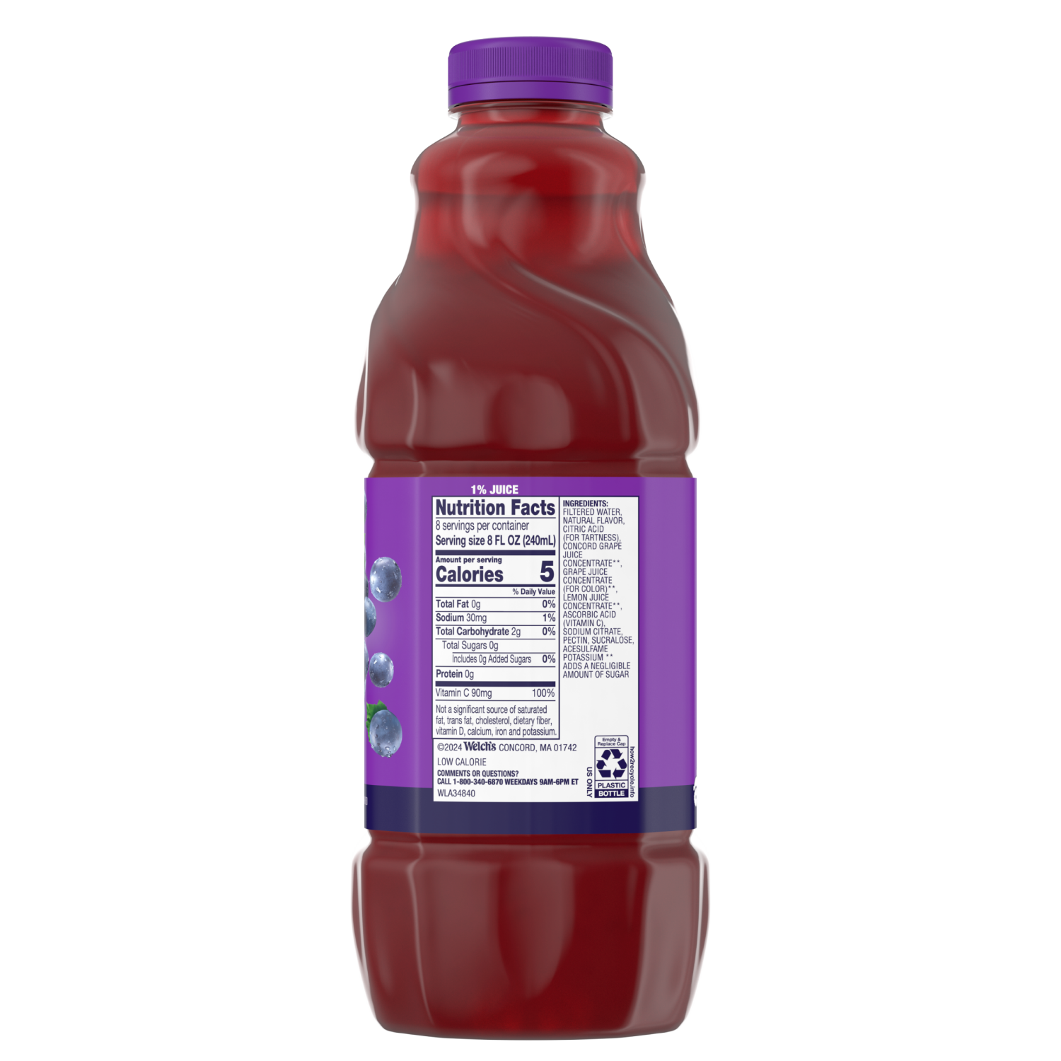 slide 4 of 4, Welch's Zero Sugar Concord Grape Juice Drink, 64 fl oz