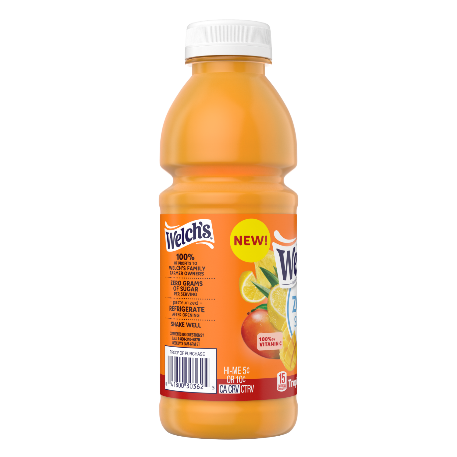 slide 3 of 4, Welch's Tropical Punch Zero Sugar Drink, 16 fl oz Bottle, 16 fl oz