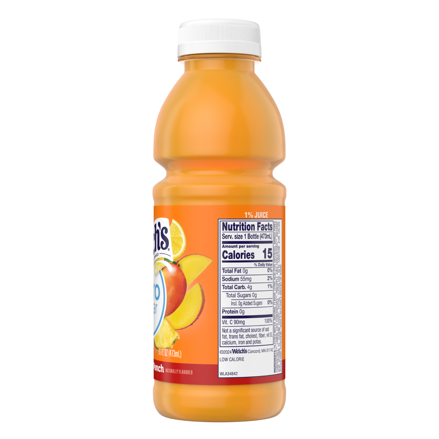 slide 4 of 4, Welch's Tropical Punch Zero Sugar Drink, 16 fl oz Bottle, 16 fl oz
