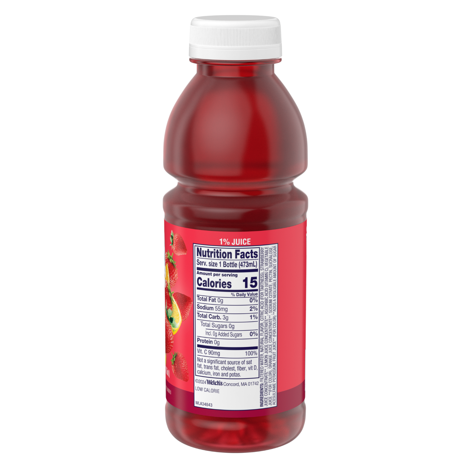 slide 2 of 4, Welch's Strawberry Zero Sugar Drink, 16 fl oz Bottle, 16 fl oz