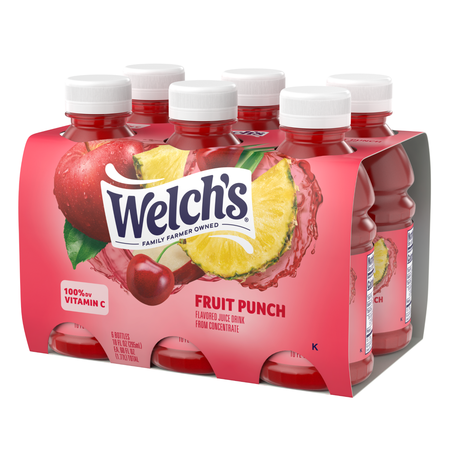 slide 3 of 3, Welch's Fruit Punch Juice Drink, 10 fl oz On-the-Go Bottle (Pack of 6), 6 ct