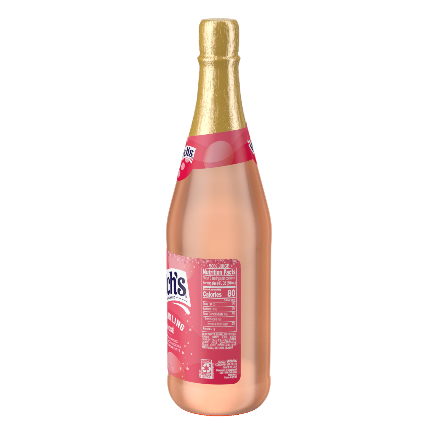 slide 2 of 4, Welch's Non-Alcoholic Sparkling Rosé Grape Juice Cocktail, 25.4 fl oz Bottle, 25.4 fl oz