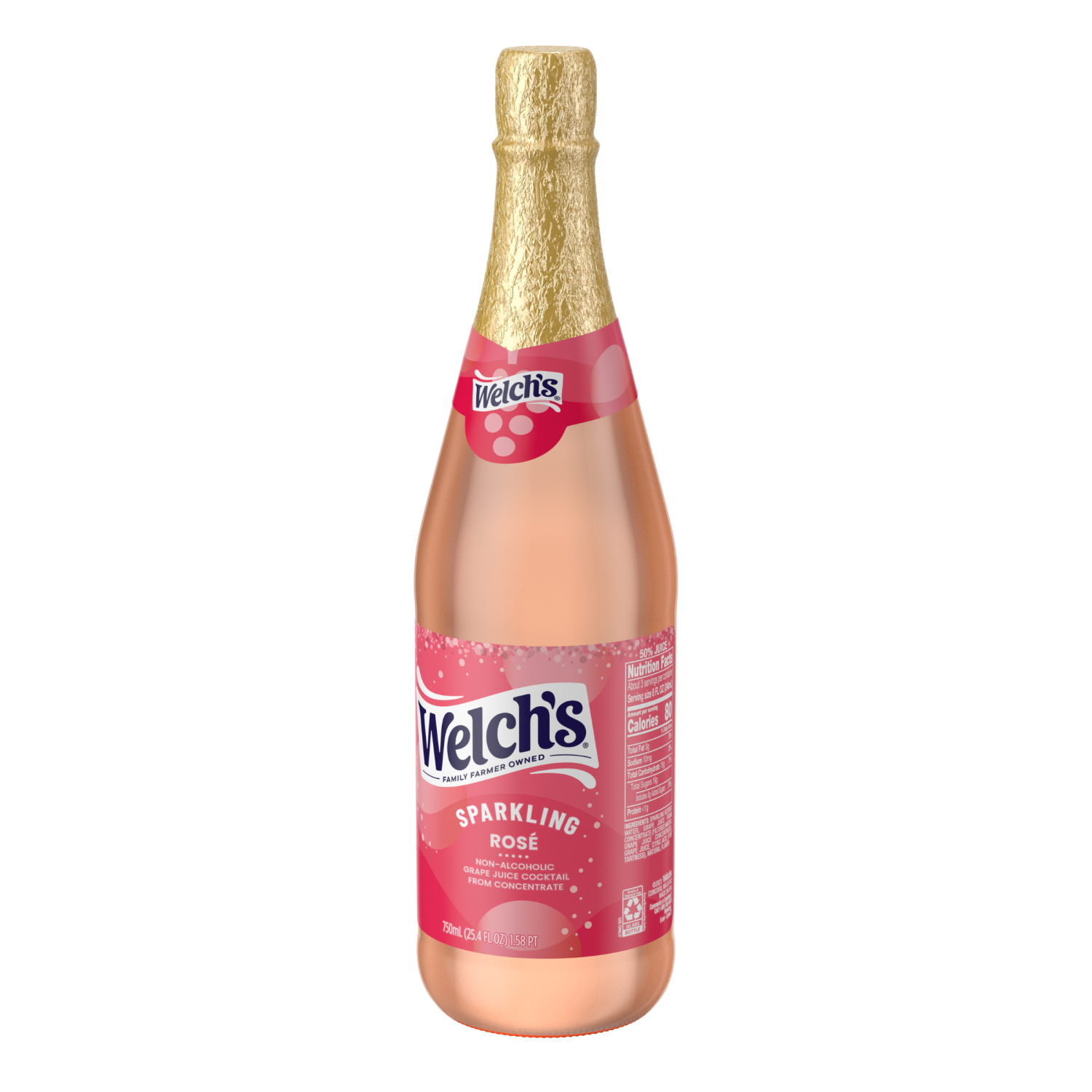 slide 4 of 4, Welch's Non-Alcoholic Sparkling Rosé Grape Juice Cocktail, 25.4 fl oz Bottle, 25.4 fl oz