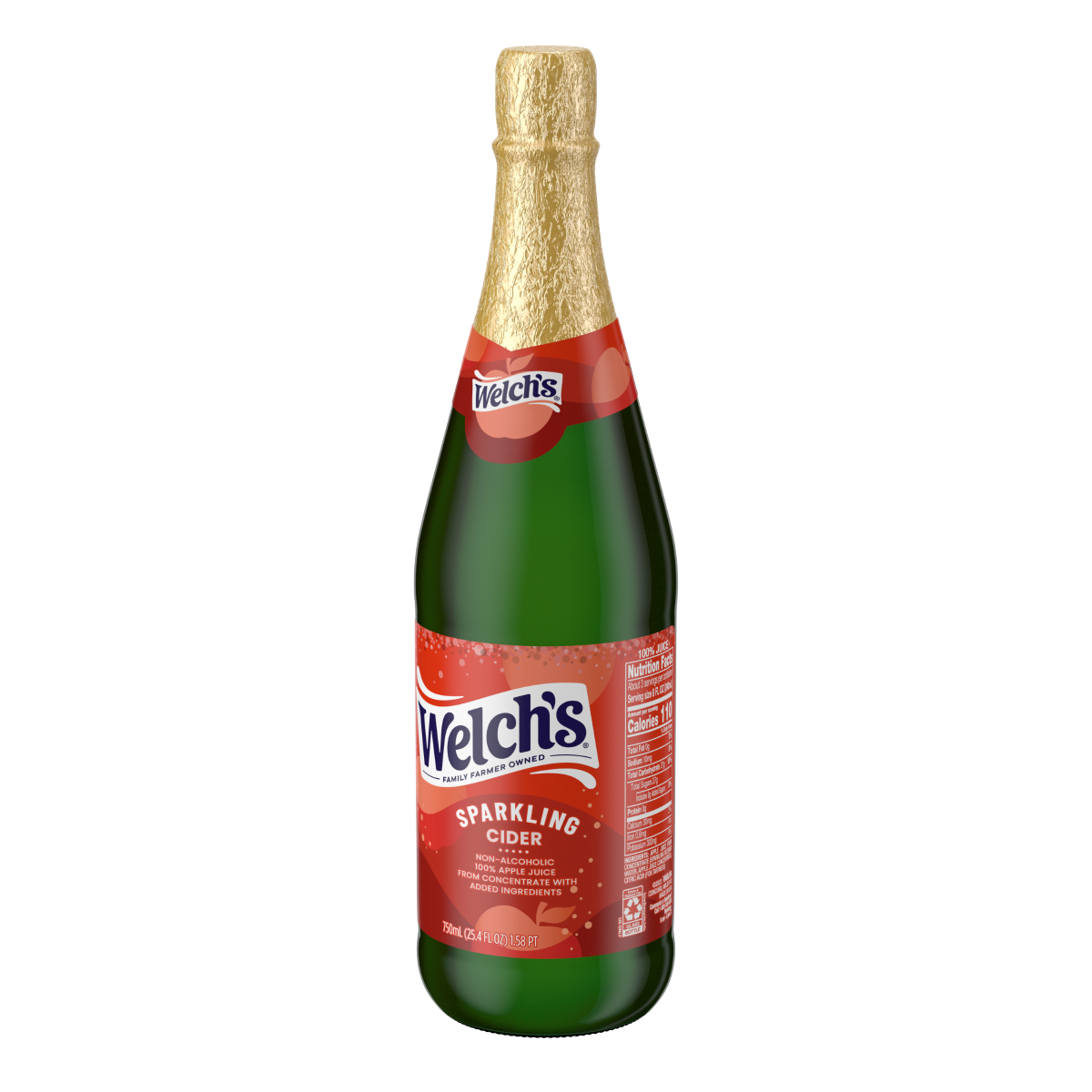 slide 2 of 3, Welch's Non-Alcoholic Sparkling 100% Apple Juice, Cider, 25.4 Fl Oz Bottle, 25.4 fl oz