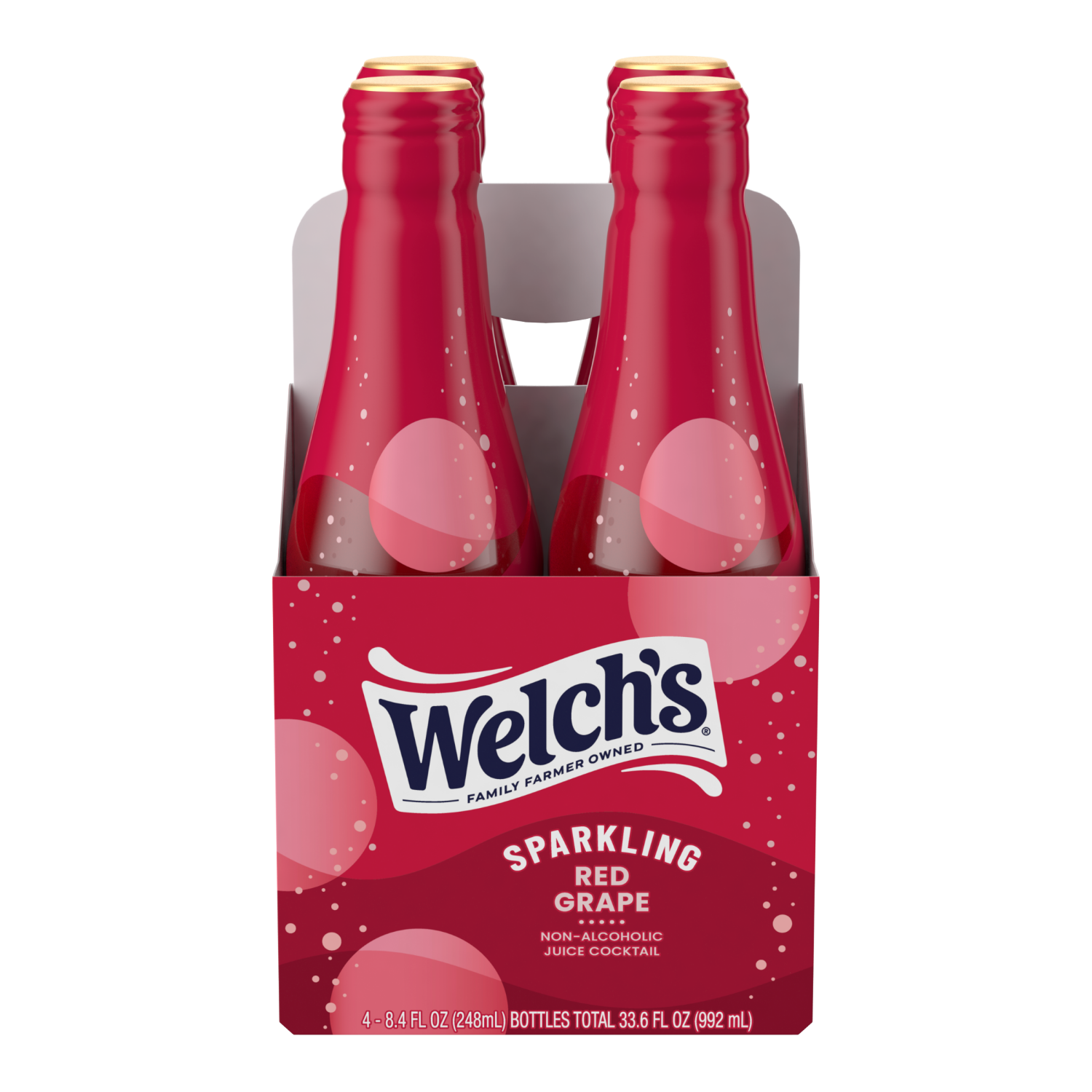 slide 1 of 3, Welch's Non-Alcoholic Sparkling Juice Cocktail, Red Grape, 8.4 fl oz Bottle 4 Pack, 4 ct