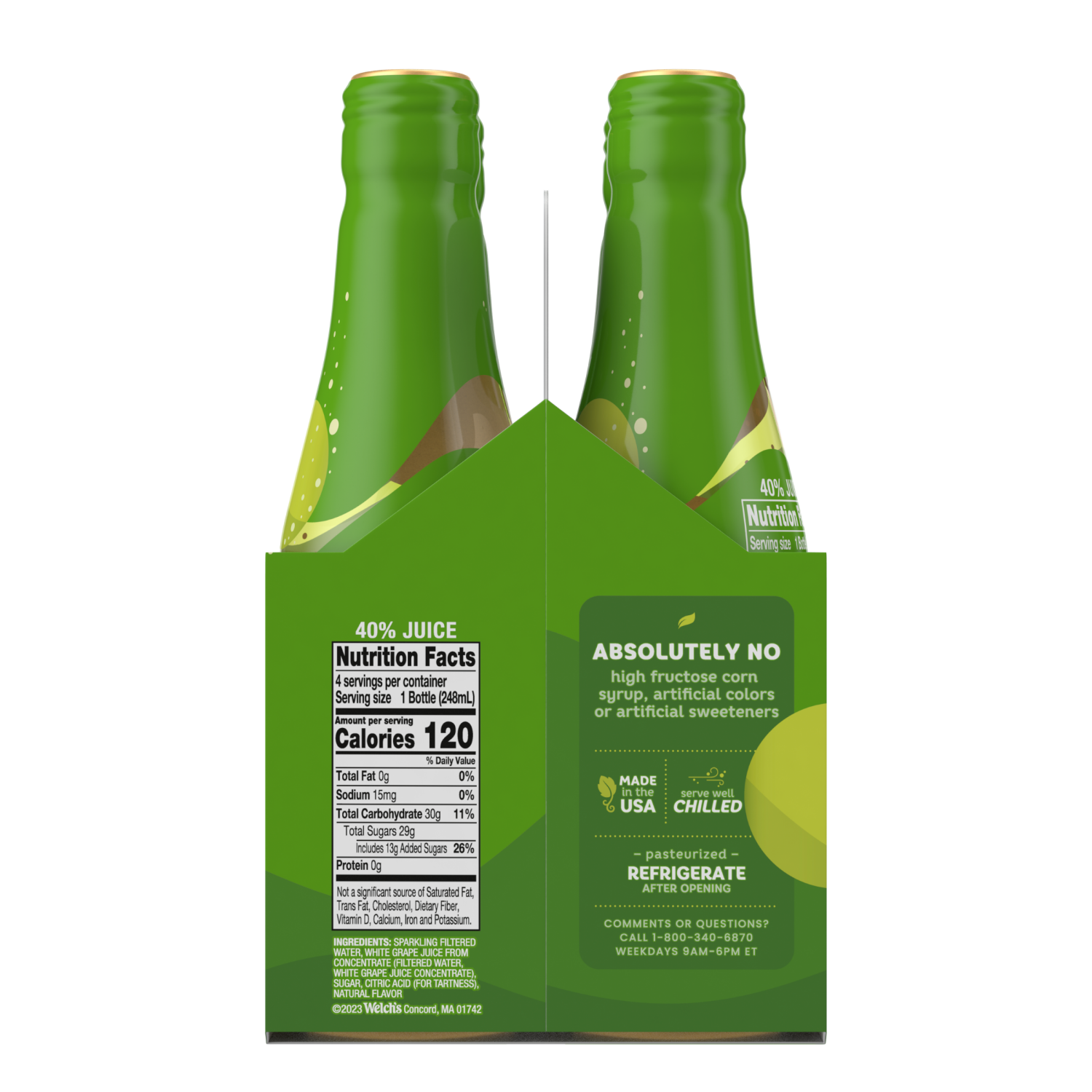 slide 2 of 3, Welch's Non-Alcoholic Sparkling Juice Cocktail, White Grape, 8.4 fl oz Bottle 4 Pack, 4 ct