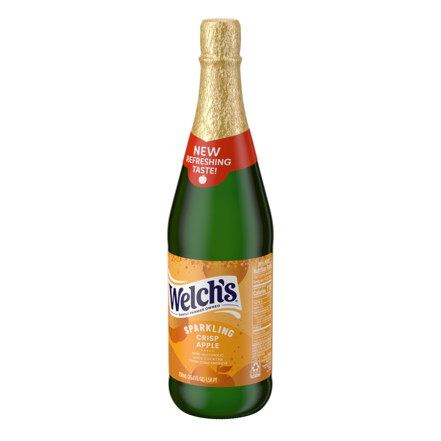 slide 4 of 4, Welch's Non-Alcoholic Sparkling Juice Cocktail, Crisp Apple, 25.4 fl oz Bottle, 25.4 fl oz