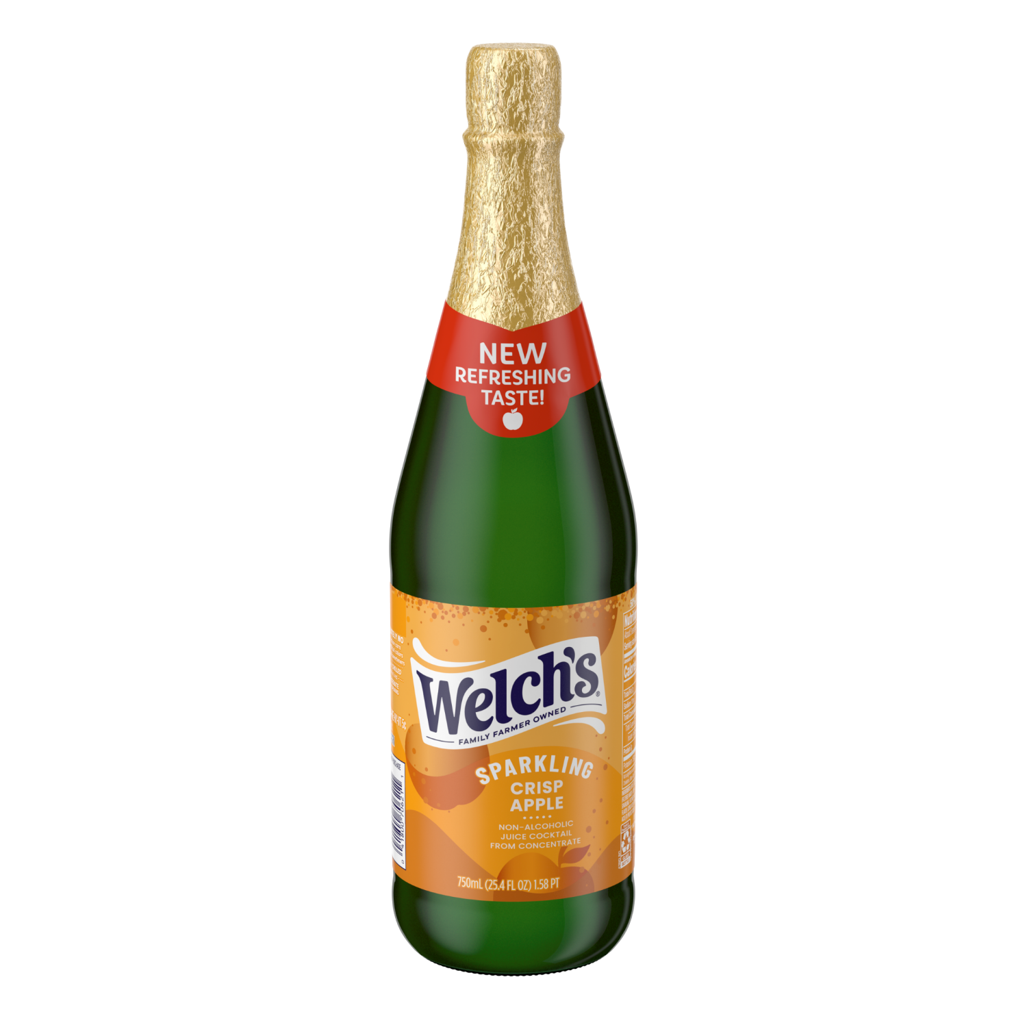 slide 1 of 4, Welch's Non-Alcoholic Sparkling Juice Cocktail, Crisp Apple, 25.4 fl oz Bottle, 25.4 fl oz
