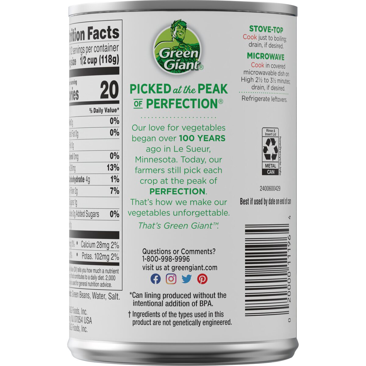 slide 7 of 9, Green Giant Green Beans, 14.5 oz