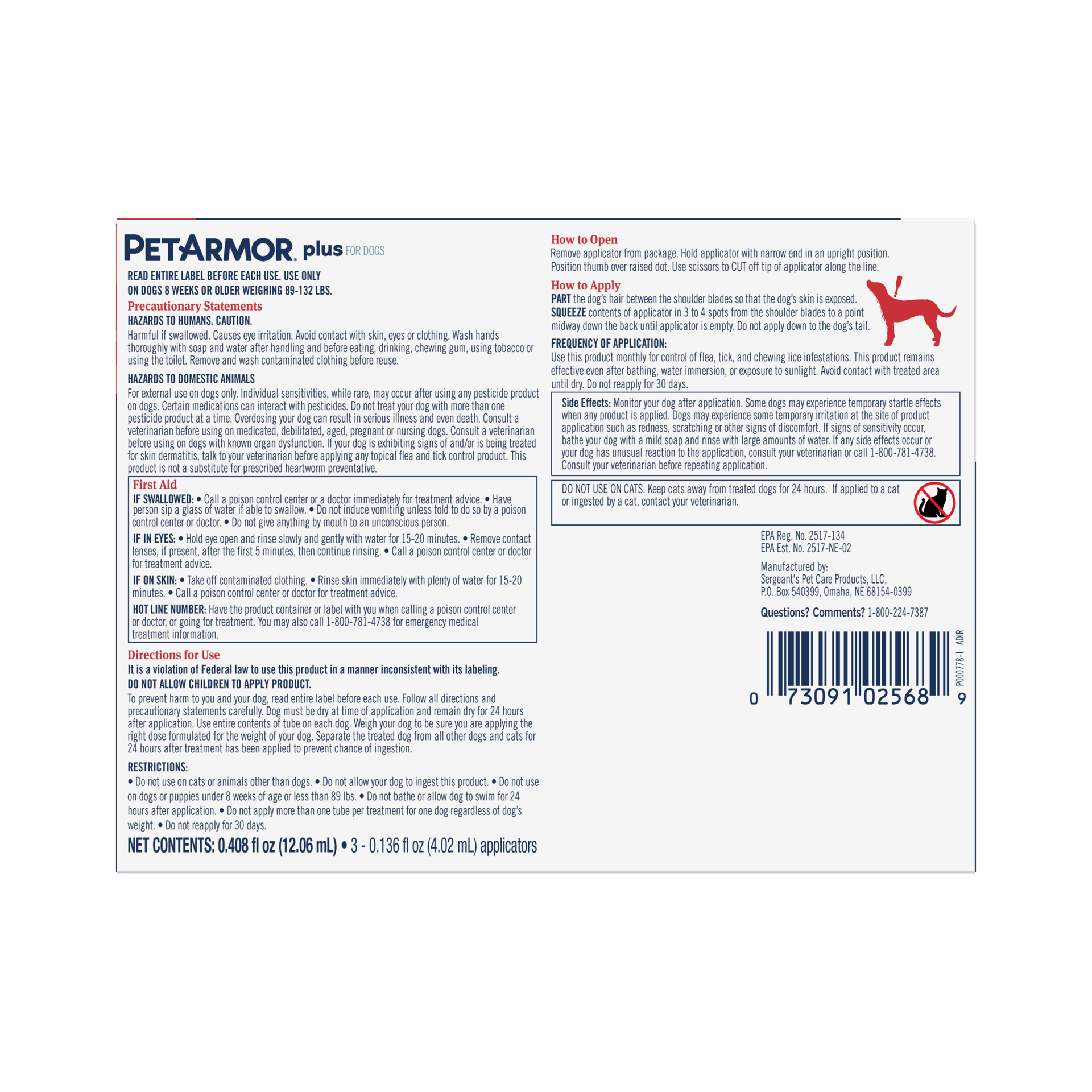 slide 2 of 2, PetArmor Plus for X-Large Dogs 89-132 lbs, Flea and Tick Protection for Dogs, 3-Month Supply, 3 ct