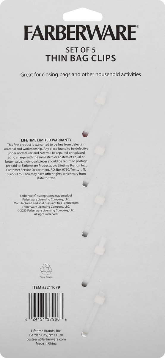 slide 3 of 11, Farberware Classic Set of 5 Thin Bag Clips 5 ea, 5 ct