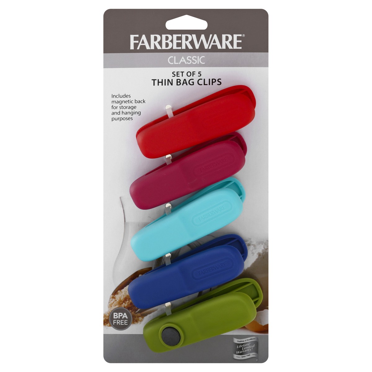 slide 4 of 11, Farberware Classic Set of 5 Thin Bag Clips 5 ea, 5 ct