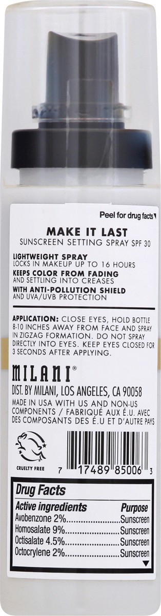 slide 4 of 9, Milani Make It Last Broad Spectrum SPF 30 Sunscreen Setting Spray 2.02 oz, 2.02 oz