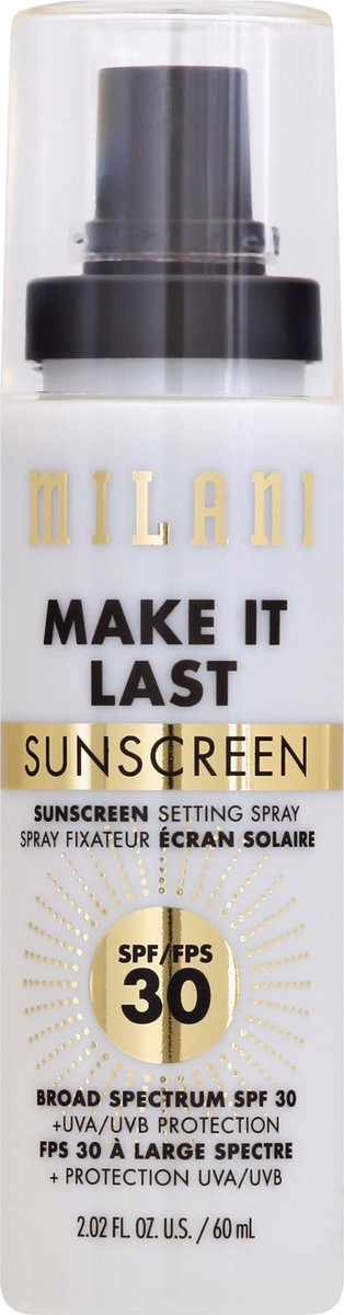 slide 5 of 9, Milani Make It Last Broad Spectrum SPF 30 Sunscreen Setting Spray 2.02 oz, 2.02 oz