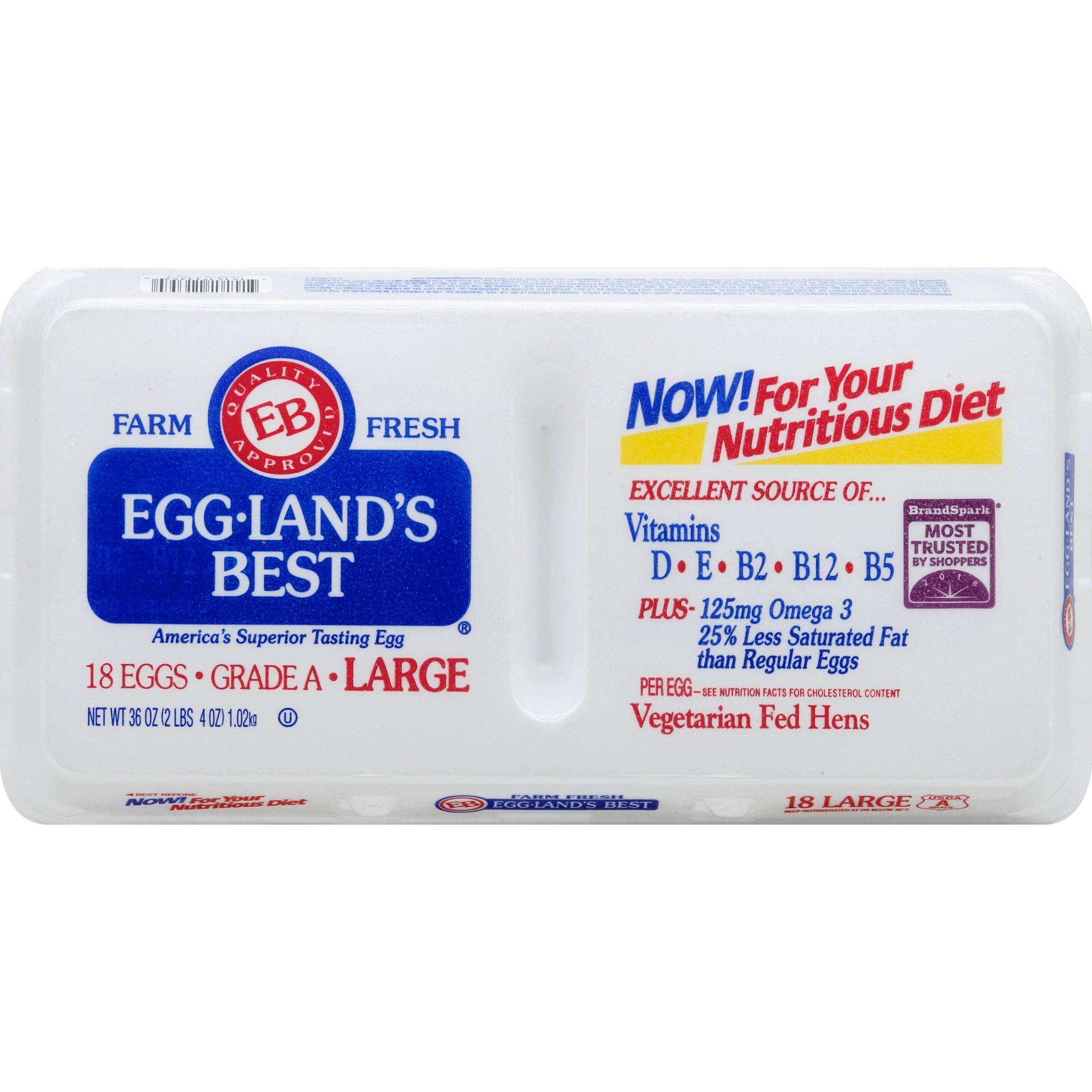 slide 1 of 5, Eggland's Best Grade A Eggs Large, 18 ct