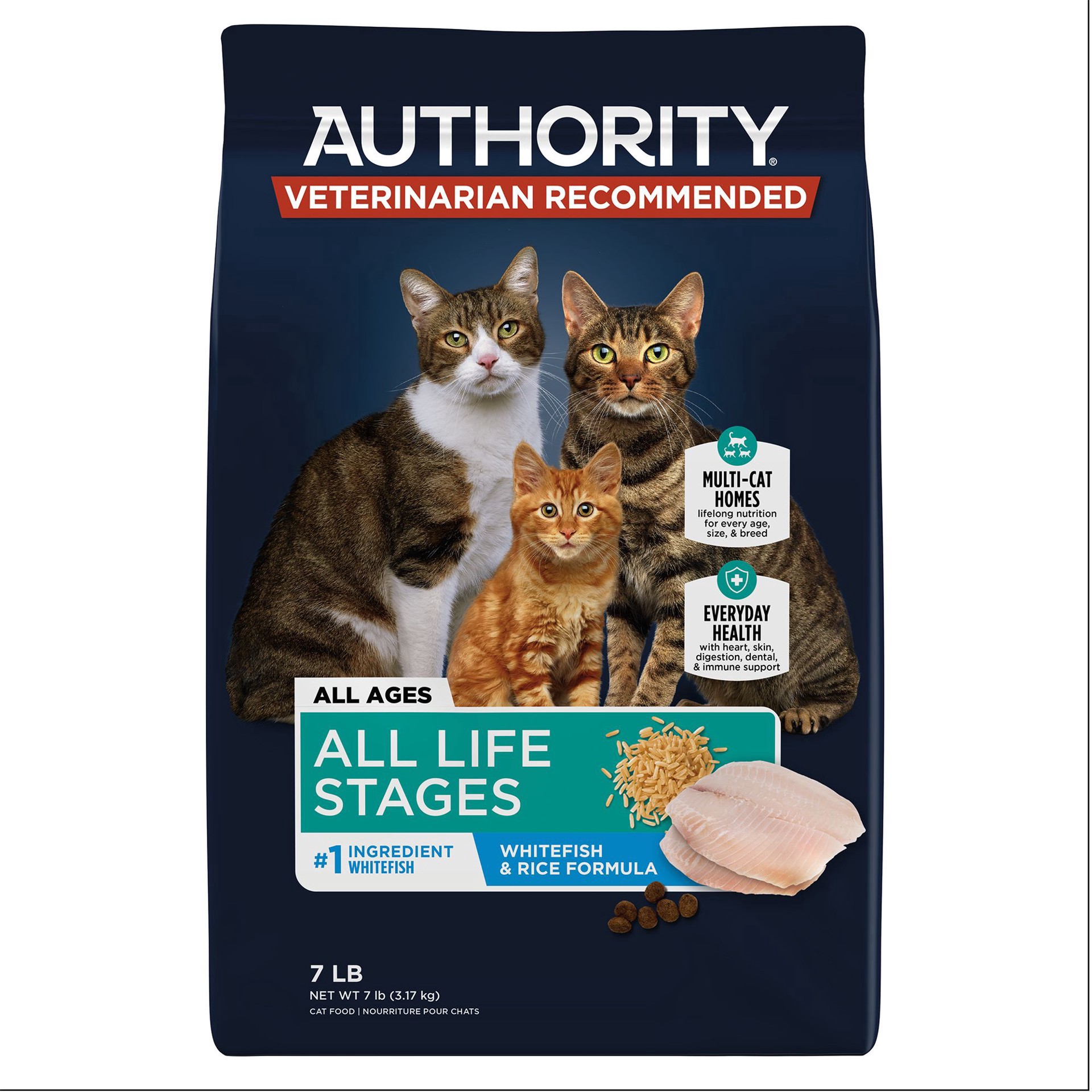 slide 1 of 1, Authority® Everyday Health All Life Stages Dry Cat Food - Whitefish, 7 lb
