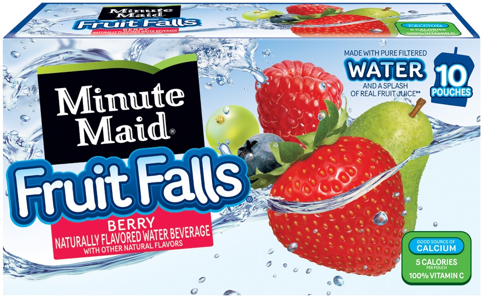 slide 1 of 1, Minute Maid Fruit Falls Berry Fruit Pouch Beverage 10 PK, 67.5 oz