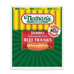 Nathan's Famous Jumbo Restaurant Style Beef Franks, 12 oz