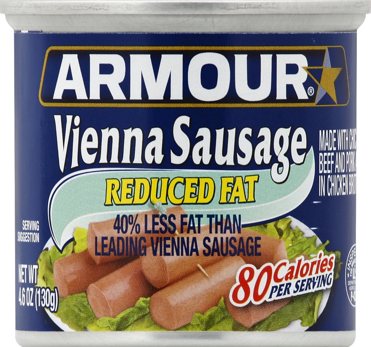 slide 2 of 2, Armour Star Reduced Fat Vienna Sausage, Canned Sausage, 4.6 oz., 4.6 oz