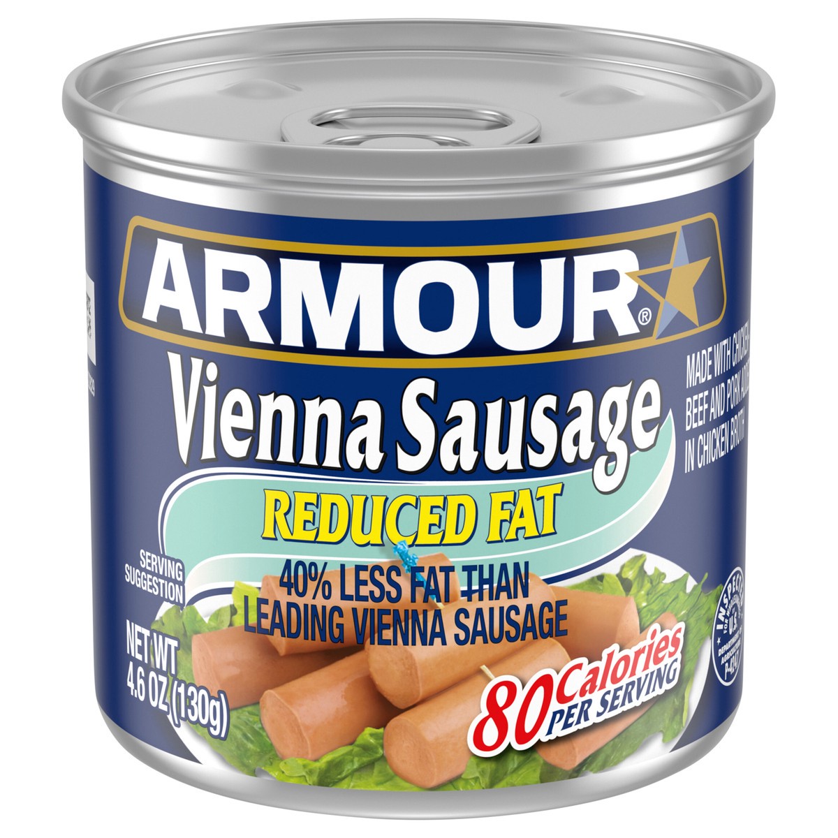 slide 1 of 2, Armour Star Reduced Fat Vienna Sausage, Canned Sausage, 4.6 oz., 4.6 oz