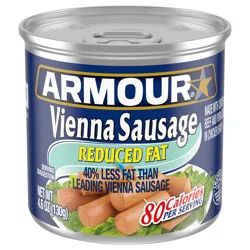 Armour Star Reduced Fat Vienna Sausage, 6g protein Per Serving, Canned Sausage, 4.6 oz. Can