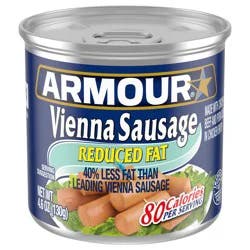 Armour Star Reduced Fat Vienna Sausage, 6g protein Per Serving, Canned Sausage, 4.6 oz. Can