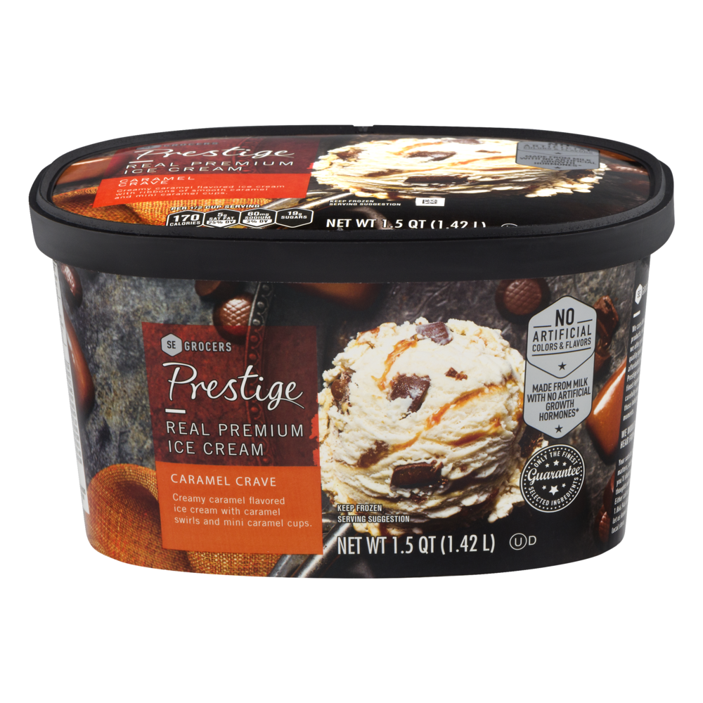 slide 1 of 1, Prestige Real Premium Ice Cream Caramel Crave, 48 oz