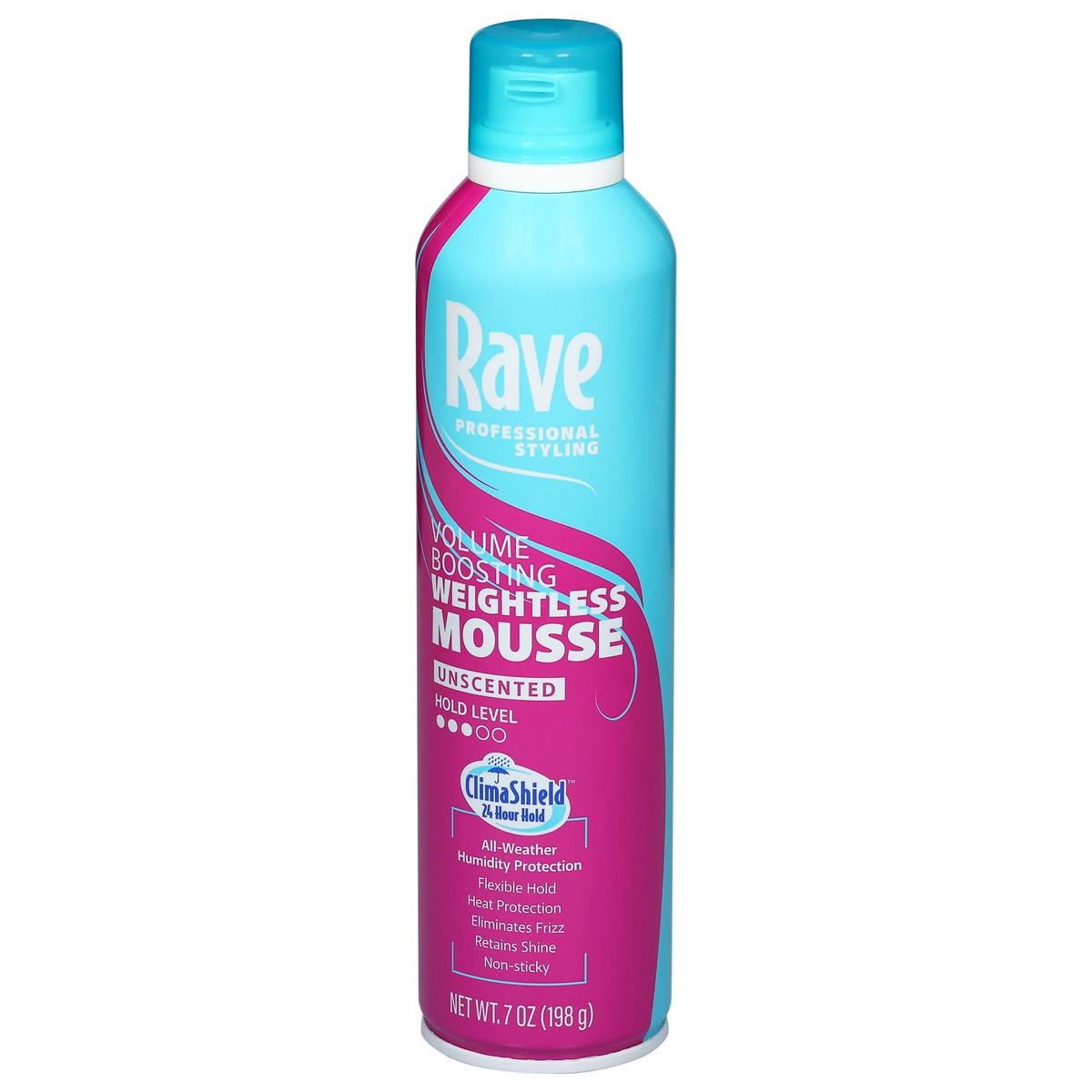 slide 2 of 13, Rave Volume Boosting Weightless Unscented Mousse 7 oz, 7 oz