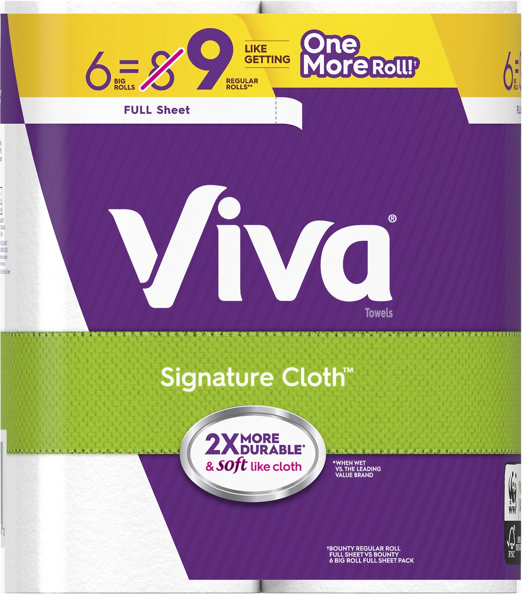 slide 2 of 10, Viva Signature Cloth 1-Ply Big Rolls Full Sheet Paper Towels 6 Rolls, 6 ct