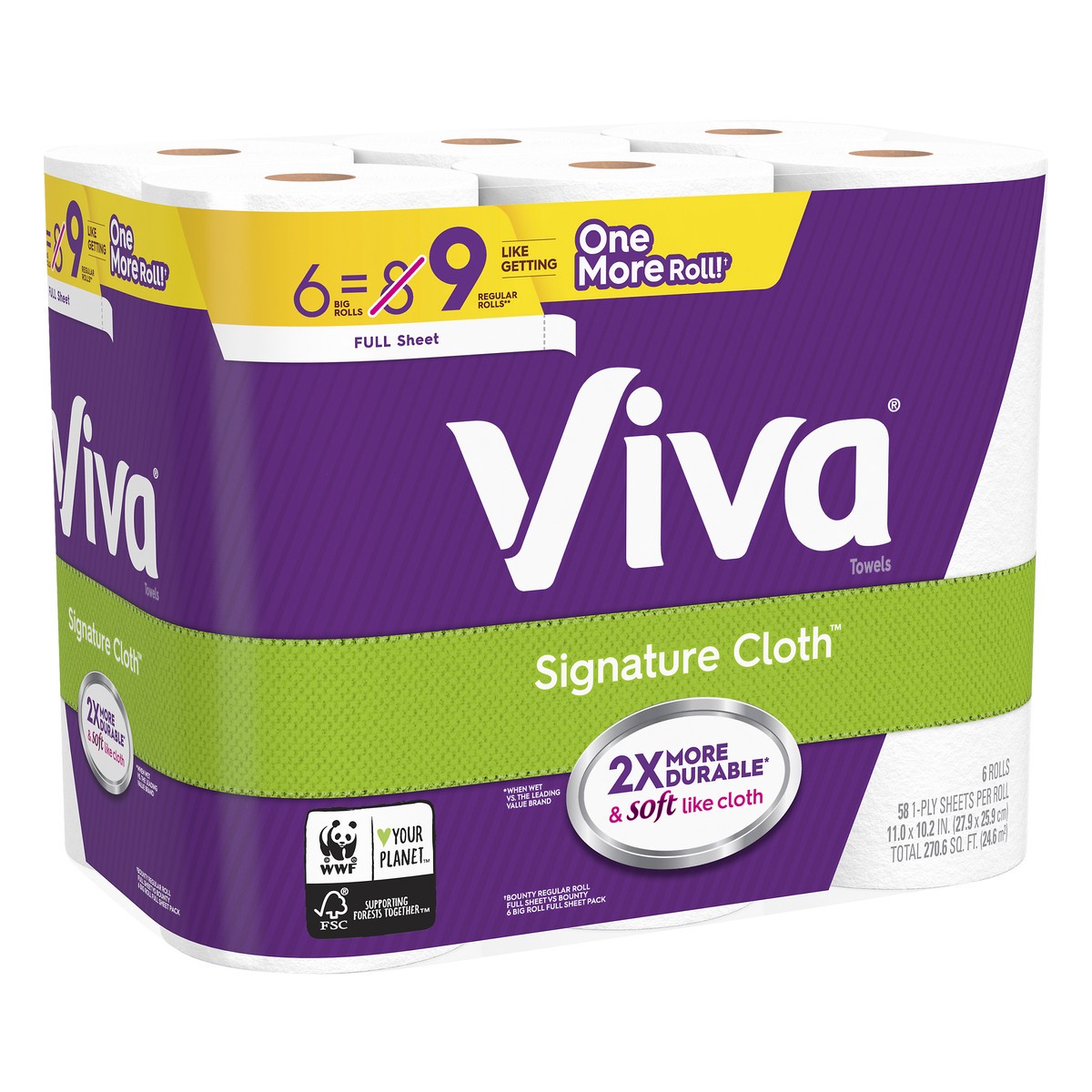 slide 5 of 10, Viva Signature Cloth 1-Ply Big Rolls Full Sheet Paper Towels 6 Rolls, 6 ct