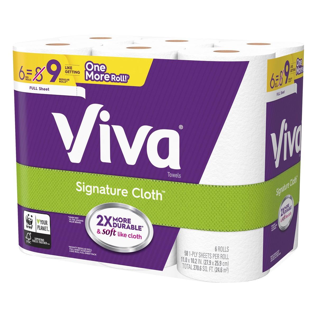 slide 6 of 10, Viva Signature Cloth 1-Ply Big Rolls Full Sheet Paper Towels 6 Rolls, 6 ct