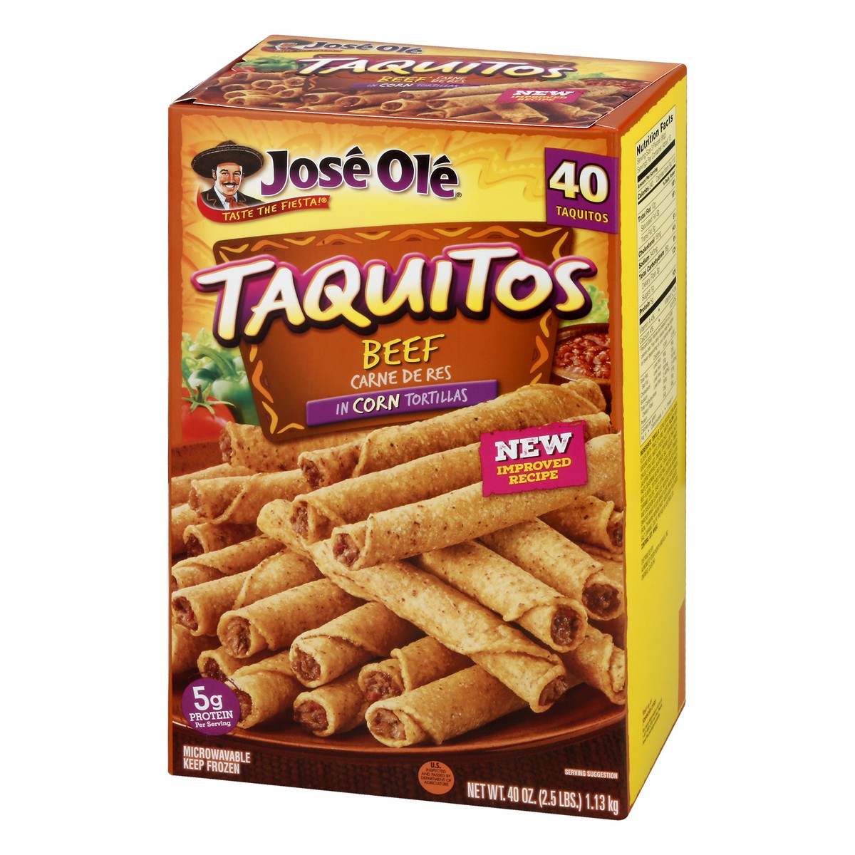 slide 6 of 13, José Olé in Corn Tortillas Beef Taquitos 40 ea, 40 ct