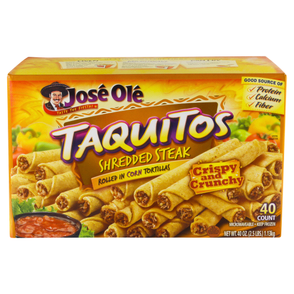 slide 1 of 1, José Olé Shredded Beef Taquitos, 40 ct; 1 oz