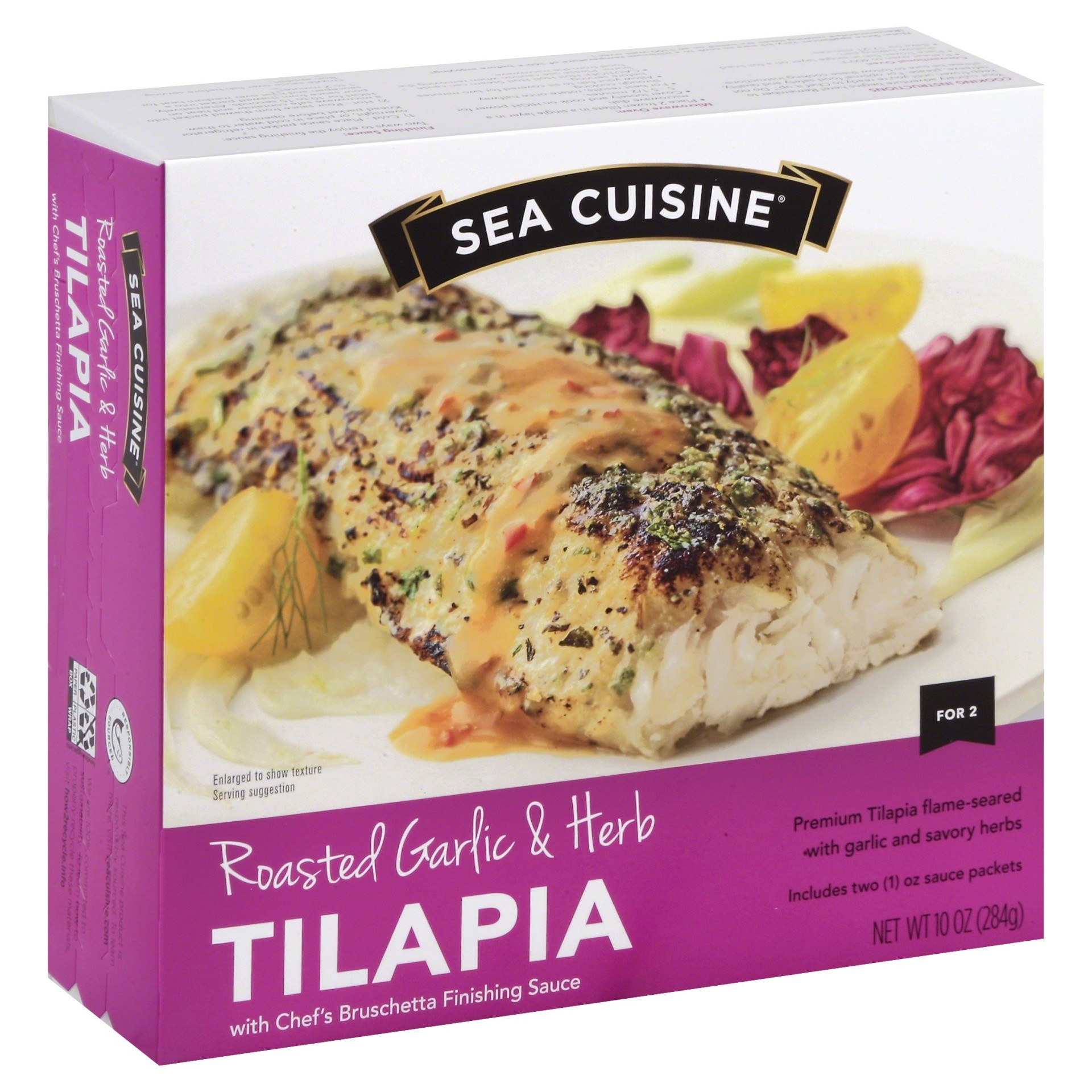 slide 1 of 8, Sea Cuisine Fire Roasted Garlic & Herb Tilapia, 10 oz