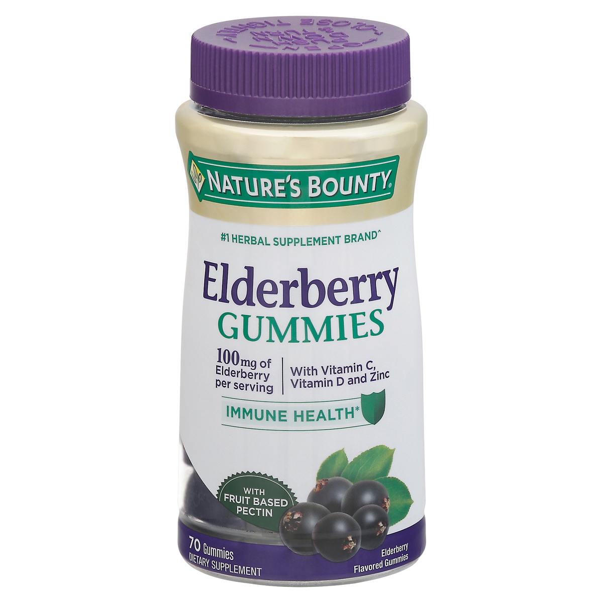 slide 1 of 1, Nature's Bounty 100 mg Elderberry 70 Gummies, 70 ct