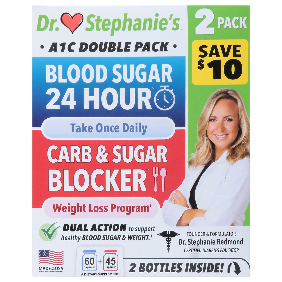 slide 1 of 15, Dr. Stephanie's Blood Sugar 24 Hour + Carb & Sugar Blocker 2 ea, 2 ct