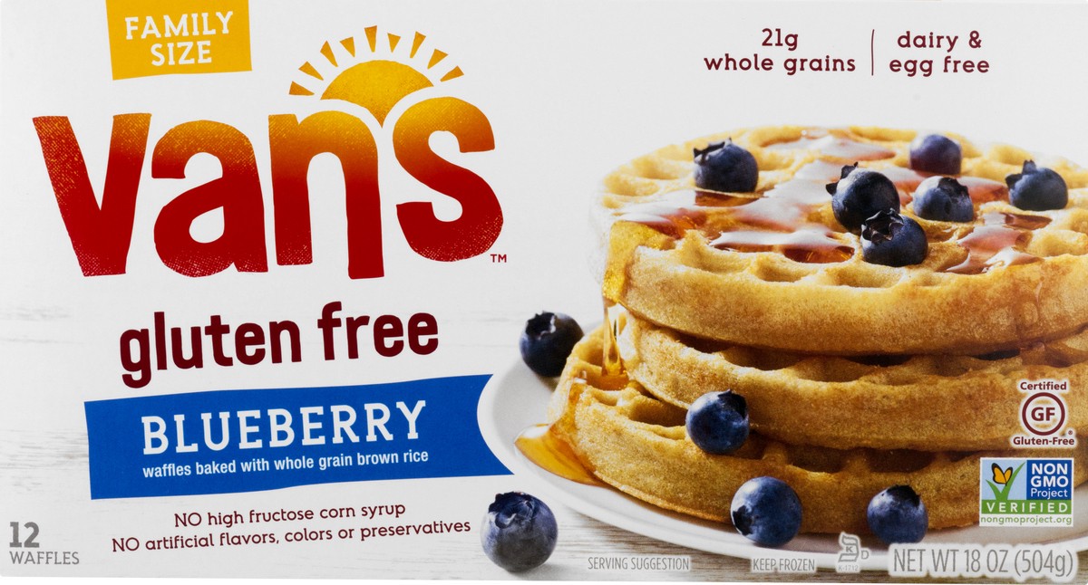 slide 9 of 13, Van's Gluten Free Blueberry Waffles, 18 oz