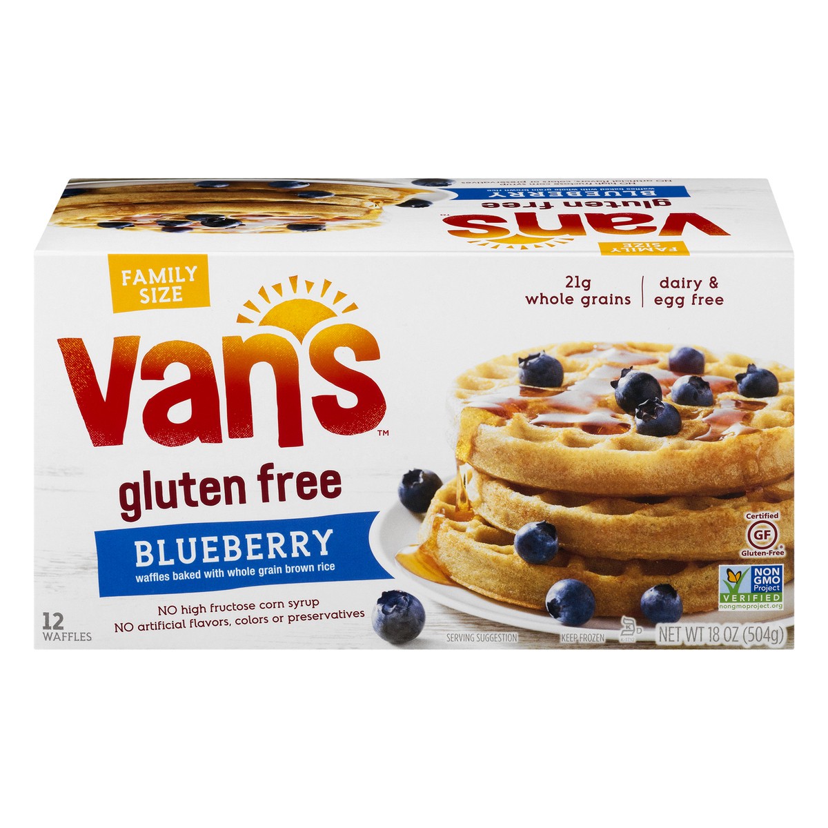 slide 1 of 13, Van's Gluten Free Blueberry Waffles, 18 oz