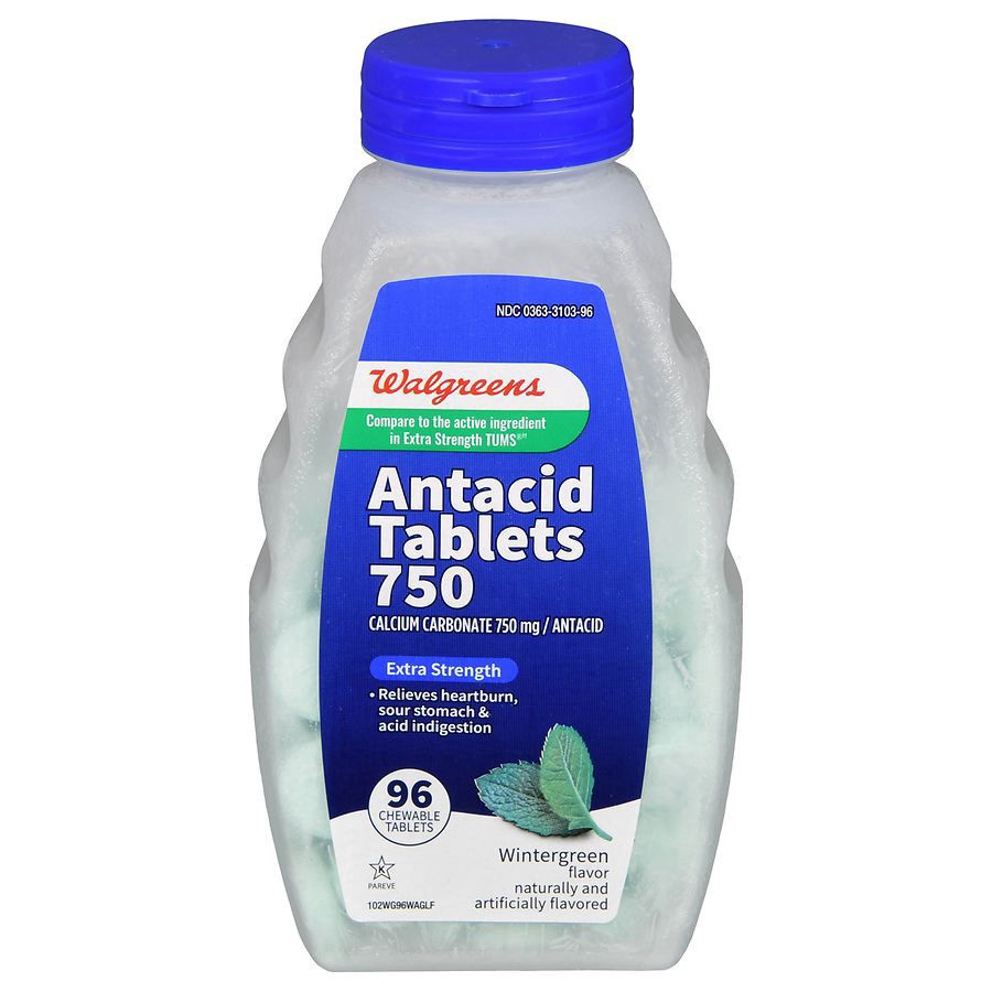 slide 1 of 5, Walgreens Extra Strength Wintergreen Antacid Chewable Tablets, 96 ct