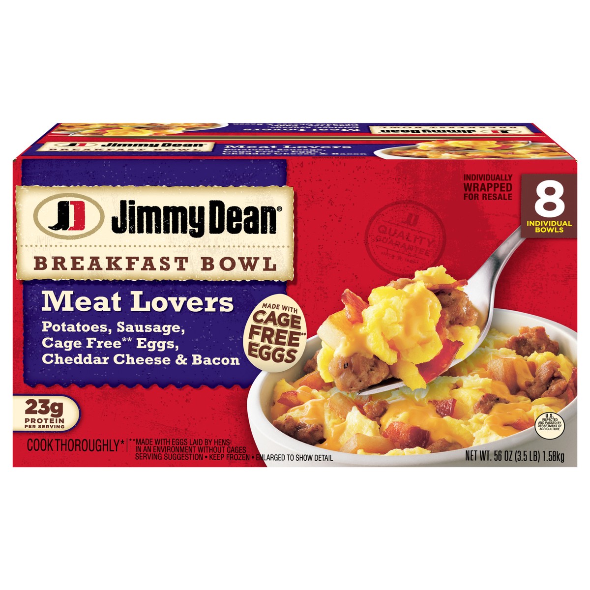 slide 1 of 14, Jimmy Dean Meat Lovers Breakfast Bowl, 56 oz. (8 Pack), 