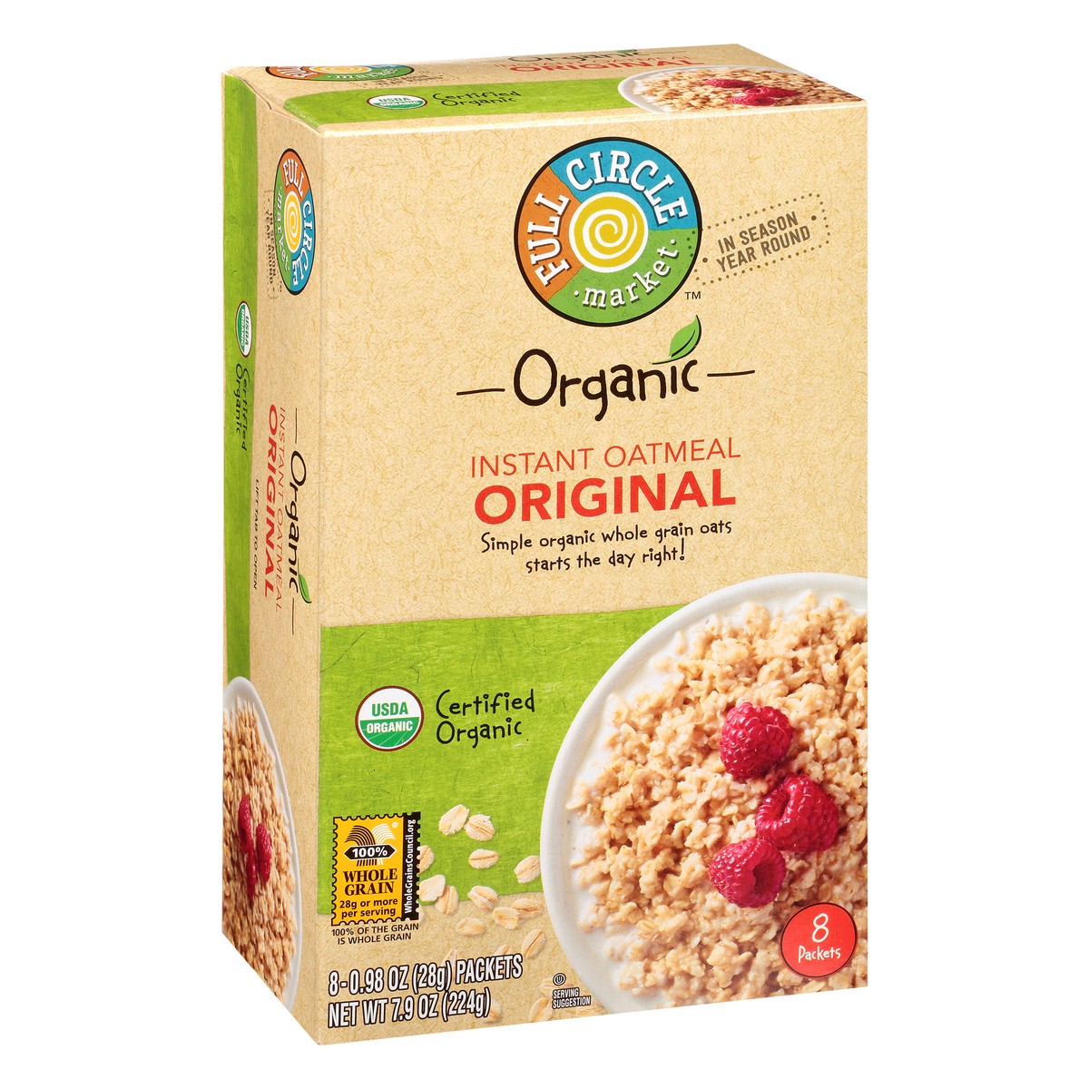 slide 3 of 14, Full Circle Market Organic Original Instant Oatmeal 8 ea, 7.9 oz