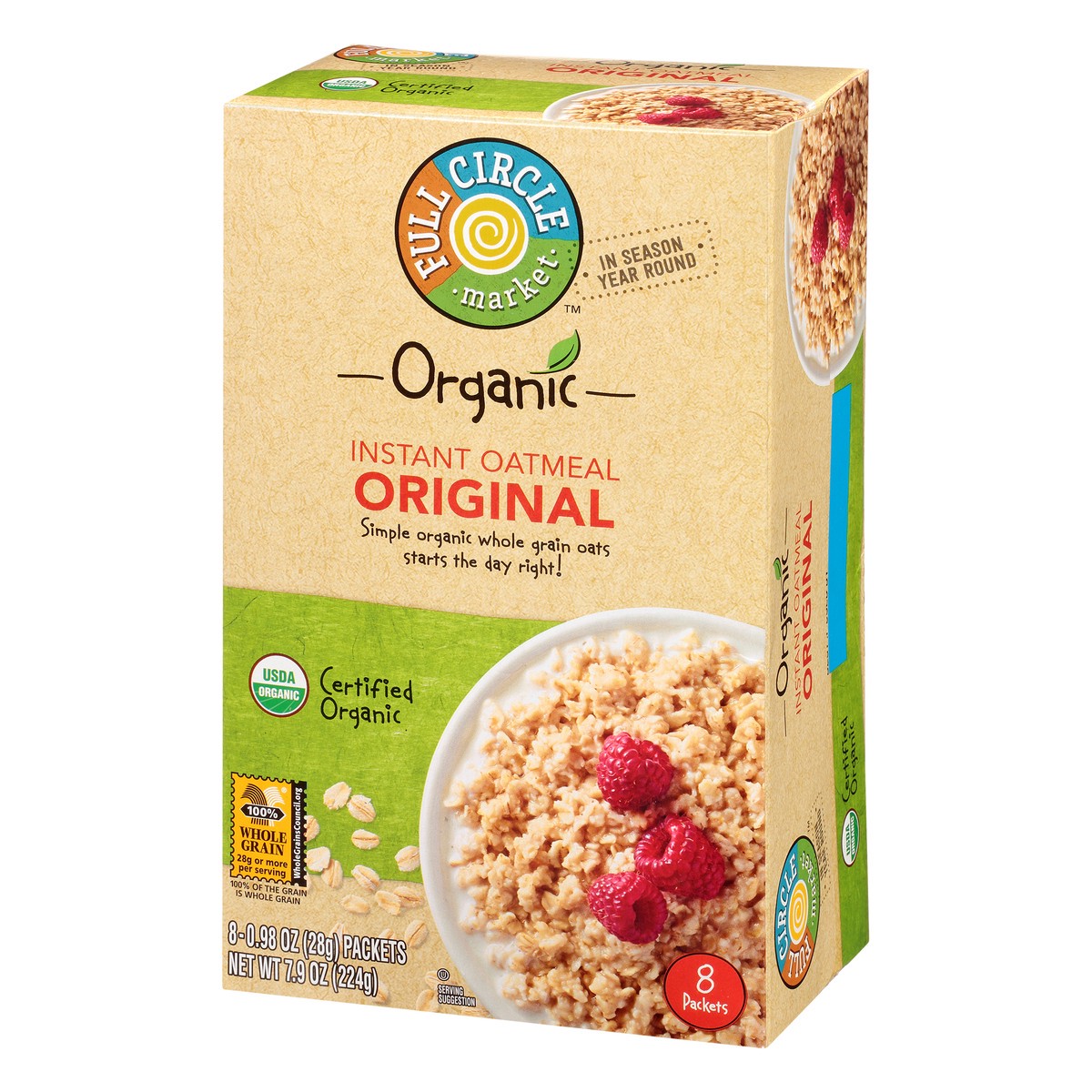 slide 4 of 14, Full Circle Market Organic Original Instant Oatmeal 8 ea, 7.9 oz
