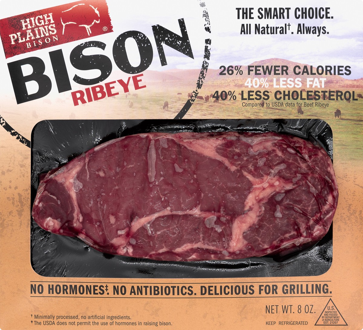 slide 4 of 6, High Plains Bison Bison Ribeye 8 oz, 8 oz